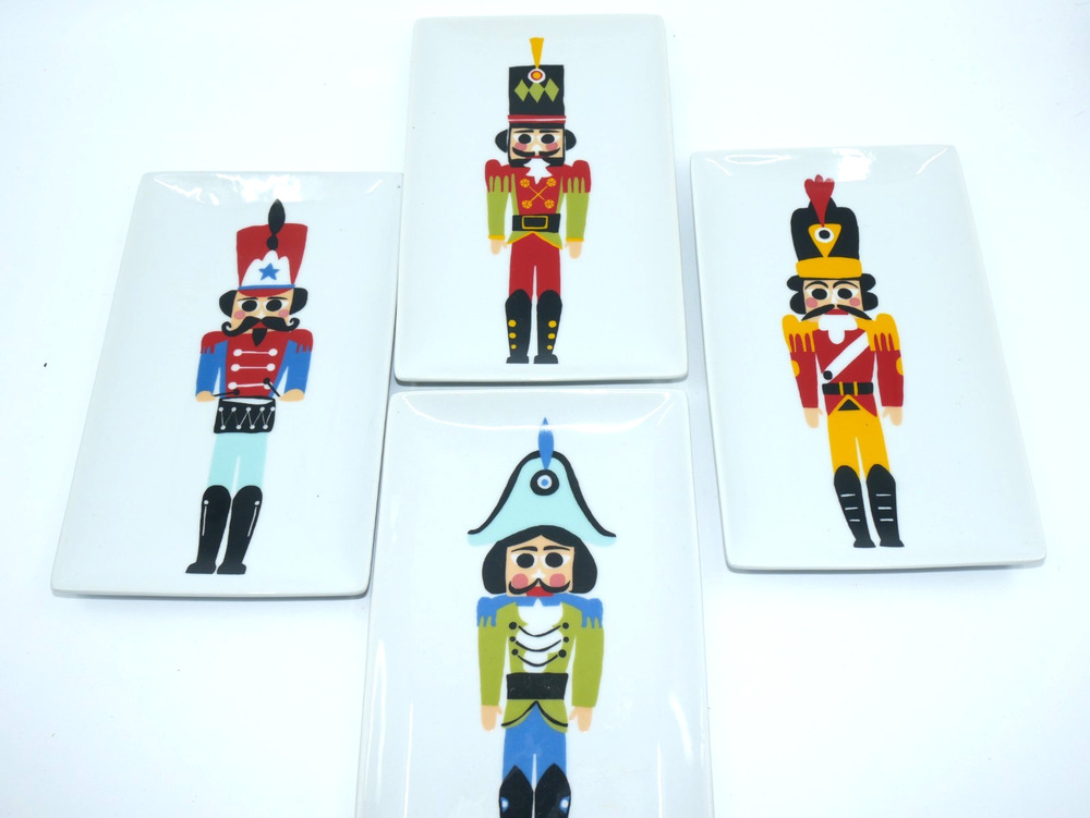 Crate & Barrel Nutcracker Appetizer Snack Plates 2015 Jane Dixon Christmas